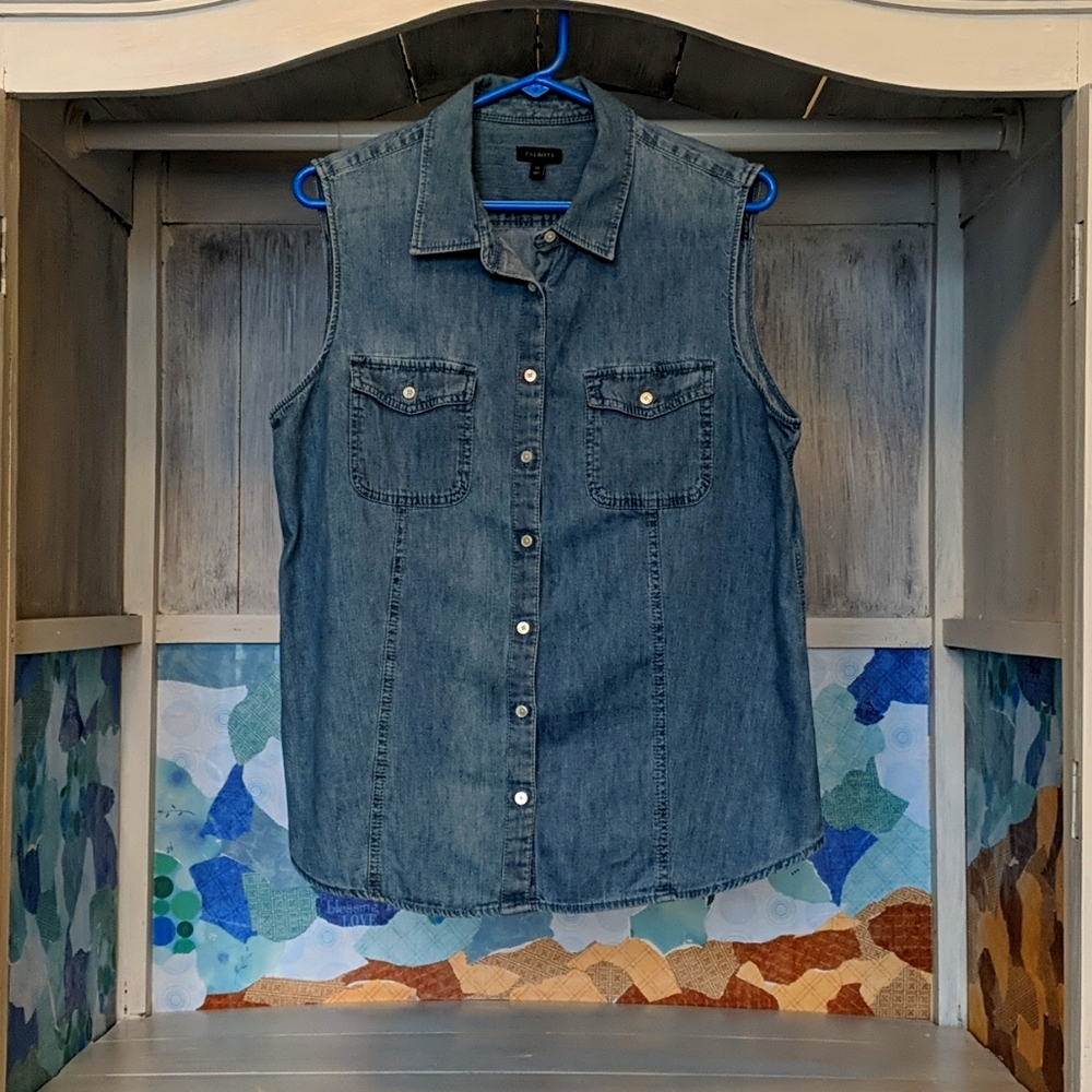 Talbot's size 14 denim sleeveless top